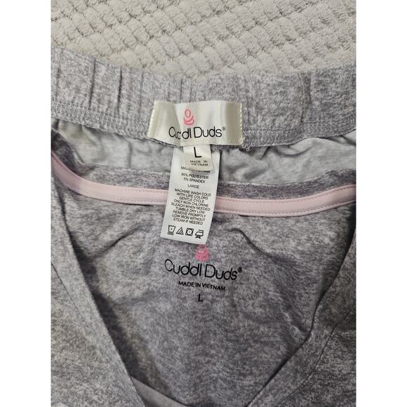 Cuddl Duds Pajama Set Womens Large Gray & Pink 2 Piece - Picture 6 of 8
